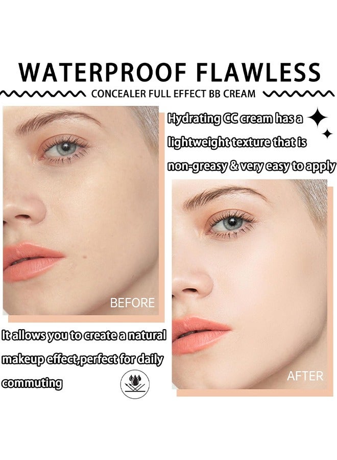 OCHEAL CC + Liquid Foundation, SPF50+ PA++++ Sunscreen, Colour Correcting Face Sunscreen And Foundation, Pre-Makeup Primer Moisturizing Skin Concealer, Ivory Color - Image 4