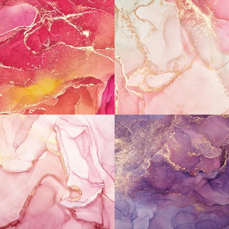 DESEACO Marble Scrapbook Paper Pad 6x6 – Rose, Pink, Purple, Gold Designs, Single-Sided Decoupage & Origami Sheets, Colorful Cardstock for DIY Crafts, Scrapbooking, Cardmaking, Junk Journals – 24 Pcs - Image 4