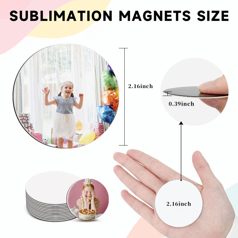 UJL 40 Pcs Sublimation Magnets Custom Round Fridge Magnets Personalized Sublimation Blanks Bulk for Home Kitchen Refrigerator Microwave Oven DIY Craft Gifts - Image 2