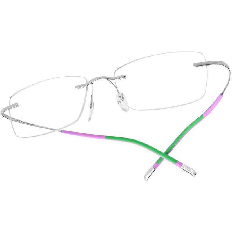 FONEX Titanium Glasses FrameRimless Frameless Optical Eyewear Eyeglasses for Men and Women F85634 85899 Silver - Image 2