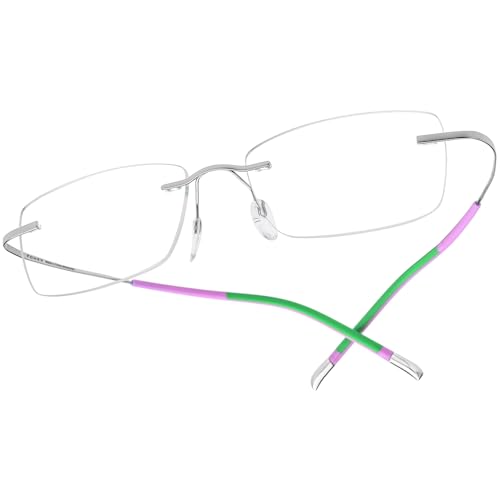 FONEX Titanium Glasses FrameRimless Frameless Optical Eyewear Eyeglasses for Men and Women F85634 85899 Silver - Image 1