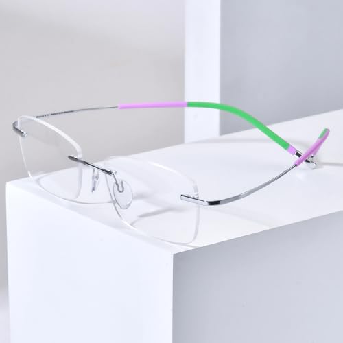 FONEX Titanium Glasses FrameRimless Frameless Optical Eyewear Eyeglasses for Men and Women F85634 85899 Silver - Image 3