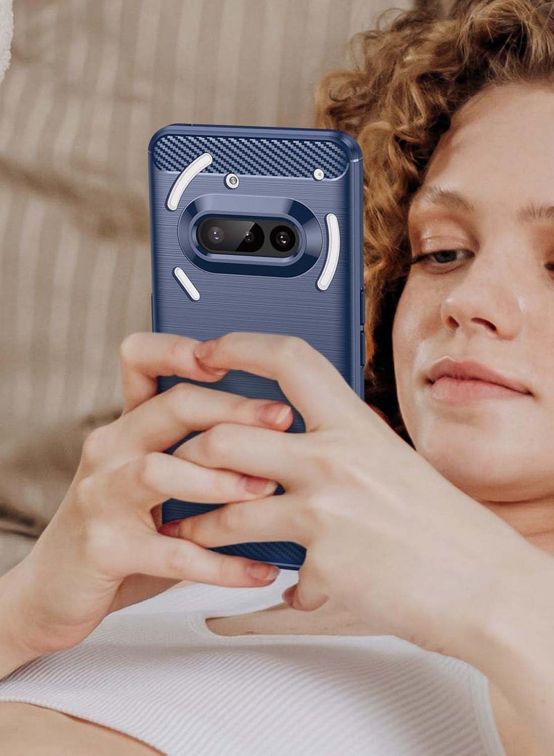 Wtech Nothing Phone (3a) 5G 2025 Silicone Brushed Texture Protective Case Cover (MCBPSN) - Navy Blue - Image 5