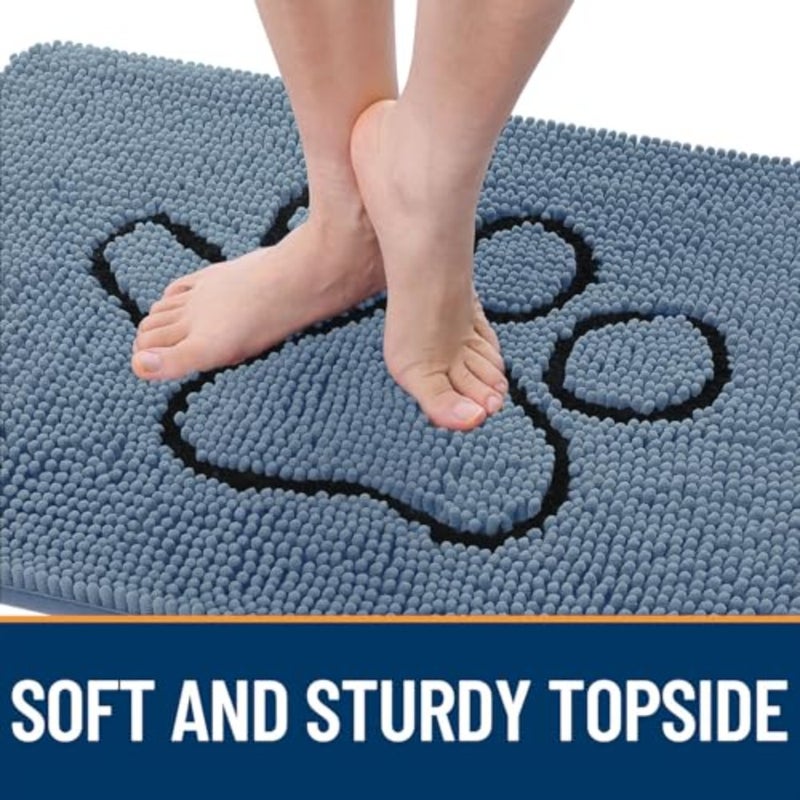 Dog Door Mat for Muddy Paws 30x20, Design, Absorbs Moisture and Dirt, Absorbent Non-Slip Washable Doormat, Quick Dry Chenille Mud Mat, Entry Indoor Entryway Carpet - Image 4