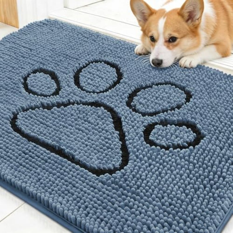 Dog Door Mat for Muddy Paws 30x20, Design, Absorbs Moisture and Dirt, Absorbent Non-Slip Washable Doormat, Quick Dry Chenille Mud Mat, Entry Indoor Entryway Carpet - Image 1