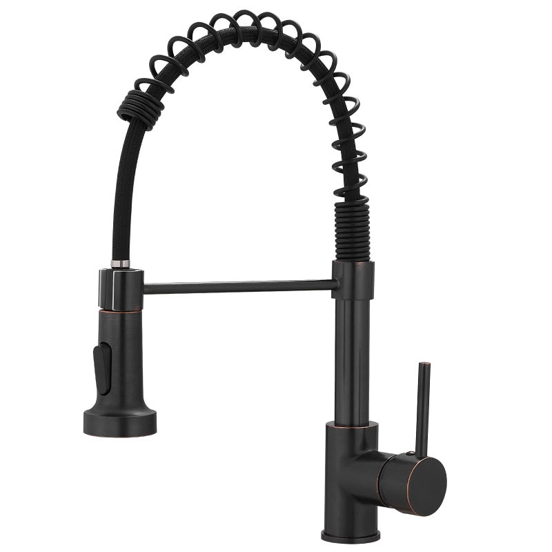 Oil Rubbed Bronze Kitchen FaucetAIMADI Commercial Single Handle Single Hole Bronze Kitchen Faucet with Pull Down Sprayer grifo para fregaderos de cocina