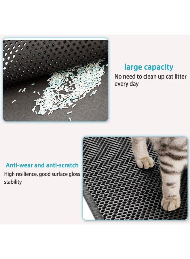 بساط فضلات القطط كبير مزدوج الطبقات | تصميم خلية النحل لالتقاط الرمل | مضاد للانزلاق ومقاوم للماء | يمنع تسرب البول ويحافظ على نظافة الأرض - Image 3