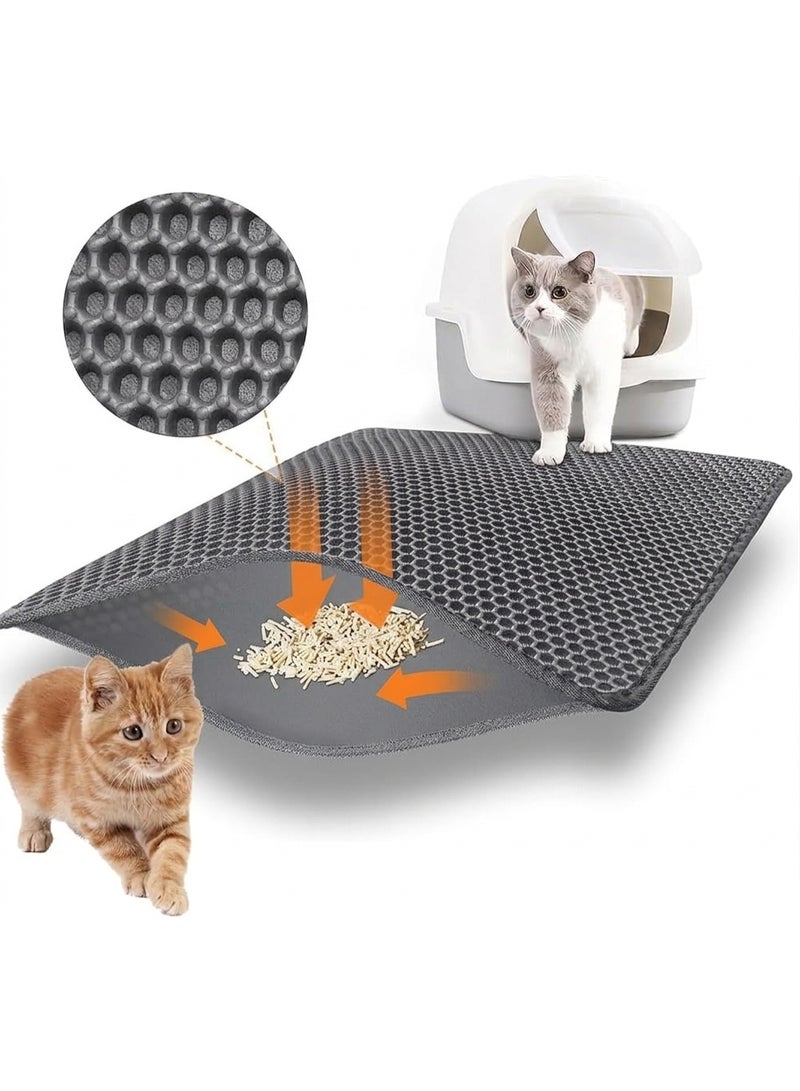 Double Layer Cat Litter Mat Large Size | Honeycomb Design for Trapping Litter | Waterproof & Non-Slip | Leak-Proof Pet Litter Mat - Image 1