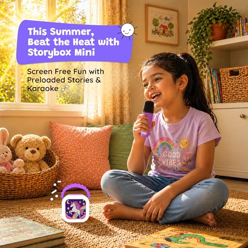 WonderBuddy StoryBox Mini, 250+ Stories Preloaded, Karaoke Mic for Singing, RGB Lights, Kids BT Speaker, Musical Toy, Storytelling Toys, Birthday Gift for 6-10 yr Girls - Unicorn with Mic - Image 2