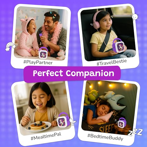 WonderBuddy StoryBox Mini, 250+ Stories Preloaded, Karaoke Mic for Singing, RGB Lights, Kids BT Speaker, Musical Toy, Storytelling Toys, Birthday Gift for 6-10 yr Girls - Unicorn with Mic - Image 5