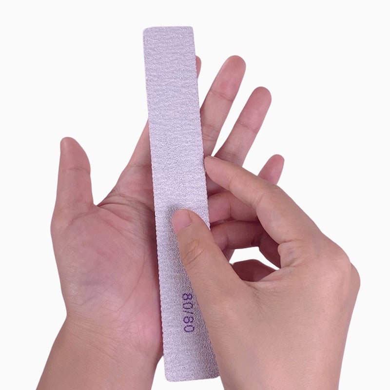 GigaGround 80/80 Grit Nail Files, Emery Boards Nail File for Acrylic and Gel Nails, Coarse Nail File Double Sided 80 Grits Emory Professional Filers Reusable Washable Manicure Square Gray (50 Pcs 80/80 Grit) - Image 5