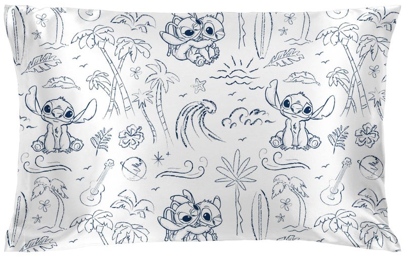 Jay Franco Satin Pillowcase - Standard Size 20x30 Inch Silky Soft Premium Pillow Cover, White - Lilo and Stitch - Image 1