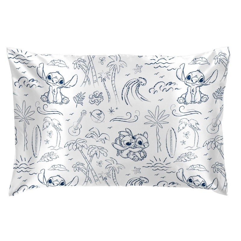 Jay Franco Satin Pillowcase - Standard Size 20x30 Inch Silky Soft Premium Pillow Cover, White - Lilo and Stitch - Image 4