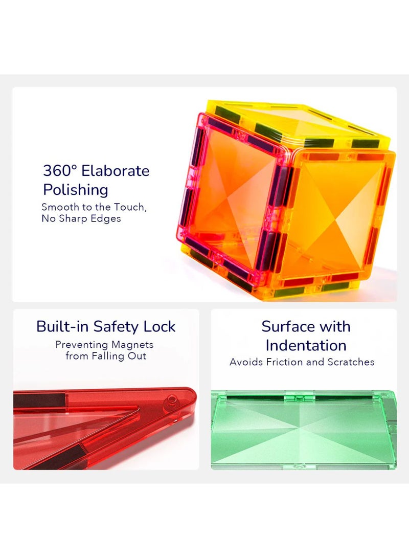 MiDeer Colorful Magnetic Tiles – 60 PCS Translucent Magnetic Building Blocks for Kids – Educational STEM Toy for 3+ – Safe, Durable & Creative Play with Light-Passing Design - Image 4