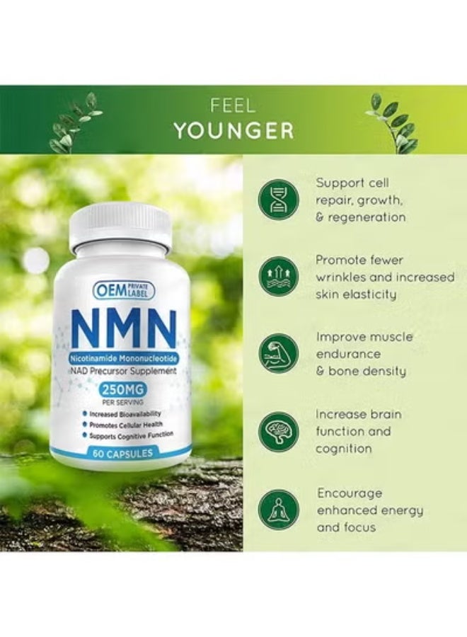 MAAC10 Formulas NMN Supplement 250mg Per Serving, 60 Capsules - Nicotinamide Mononucleotide NAD+ Precursor, Increased Bioavailability, Supports Cellular Health & Cognitive Function - Image 2