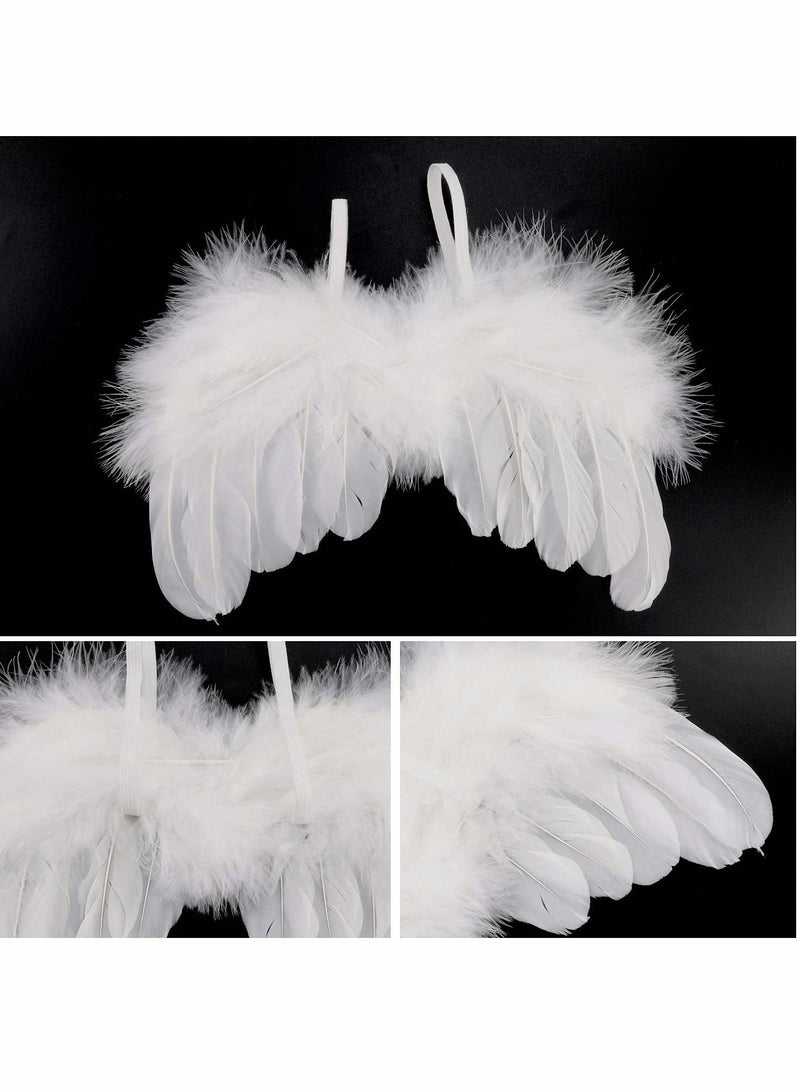 Excefore Newborn Baby Photography Prop Outfits Feather Wings with Headband Set  - Image 3