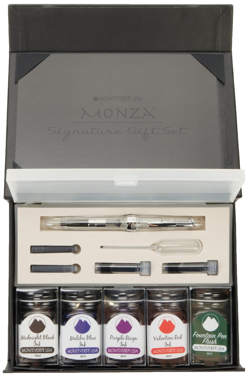MONTEVERDE Monza Signature Gift Set Monza ID Fountain Pen, Clear (flex nib) - Image 4