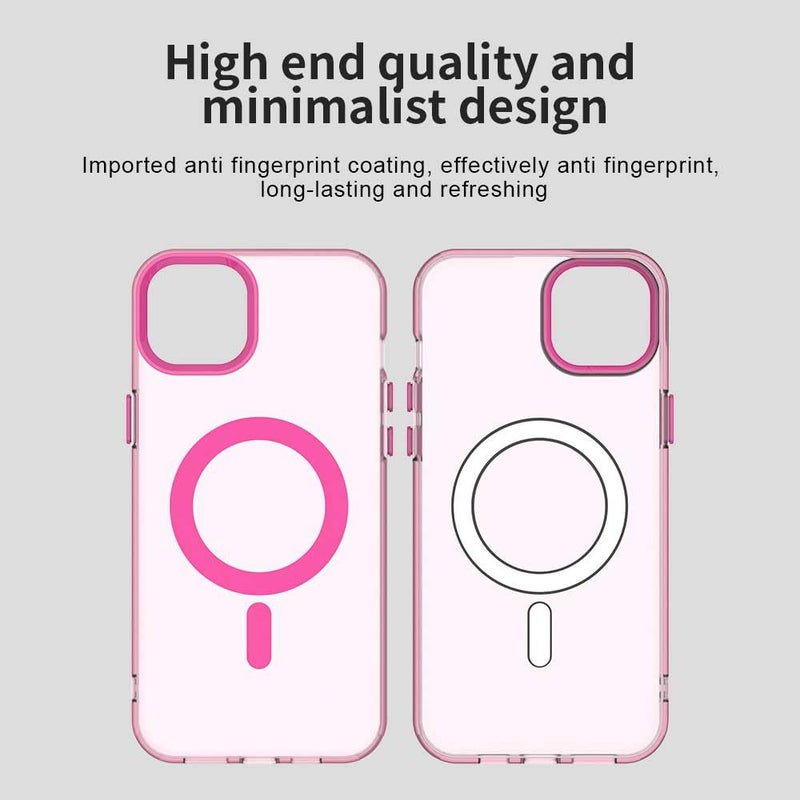 Elzzi Translucent Matte Back Cover for iPhone 16 Plus Case, Shockproof Anti-Fingerprint Phone Cover with Magnetic Wireless Charging, MagSafe Compatible Protective Case for Men & Women (Pink) - Image 5