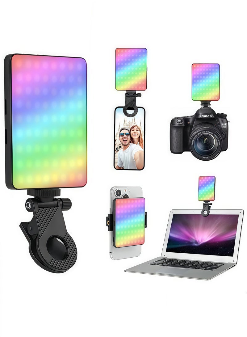 general Magnetic Photography Light Clip on Phone LaptopVideo Light Portable LED Camera Fill Light Panel Pocket LED Phone Light Dimmable 12 Lighting Effects Rechargeable LED Lighting for Video Conference TikTok Youtube - Image 1