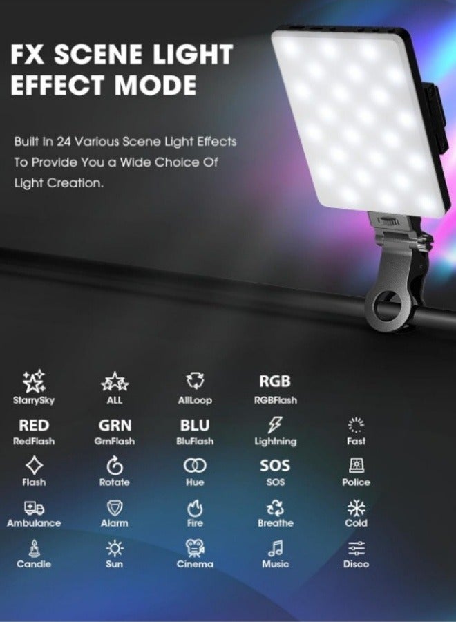 general Magnetic Photography Light Clip on Phone LaptopVideo Light Portable LED Camera Fill Light Panel Pocket LED Phone Light Dimmable 12 Lighting Effects Rechargeable LED Lighting for Video Conference TikTok Youtube - Image 5