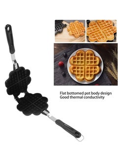 Arabest Double Sided Waffle Pan, Flower Heart Shape Cast Iron Pie Maker with Anti Scalding Handle, Campfire Cooking Equipment Camping Pie Iron Cooking Pan for Open Flames and Campfires  - Image 2