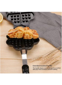 Arabest Double Sided Waffle Pan, Flower Heart Shape Cast Iron Pie Maker with Anti Scalding Handle, Campfire Cooking Equipment Camping Pie Iron Cooking Pan for Open Flames and Campfires  - Image 4