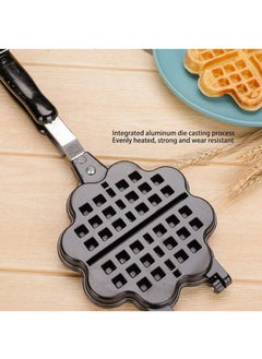 Arabest Double Sided Waffle Pan, Flower Heart Shape Cast Iron Pie Maker with Anti Scalding Handle, Campfire Cooking Equipment Camping Pie Iron Cooking Pan for Open Flames and Campfires  - Image 5