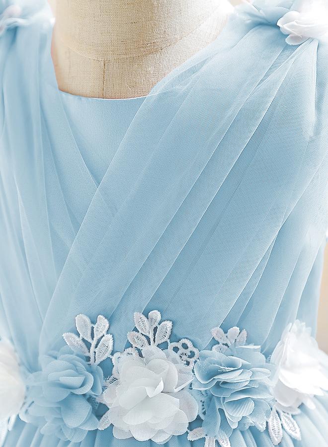Take Two Girls Ruffle Hem Floral Detail Bow Party Dress - Image 5