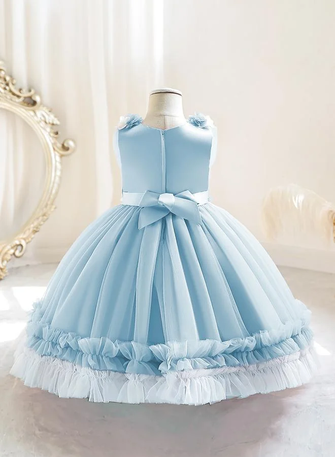 تايك تو فستان حفلات بحافة مكشكشة وتفاصيل زهور وعقدة