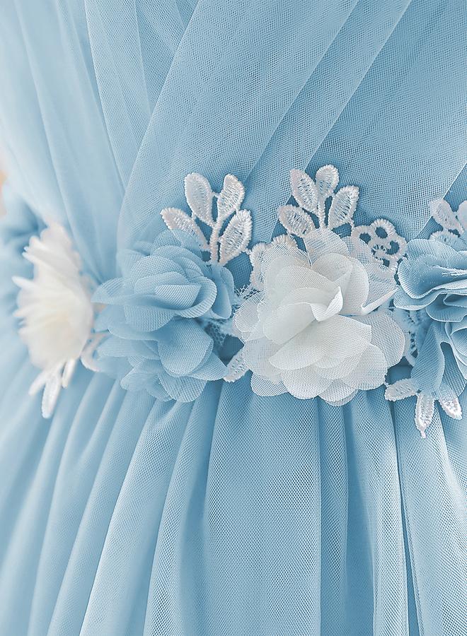 Take Two Girls Ruffle Hem Floral Detail Bow Party Dress - Image 4