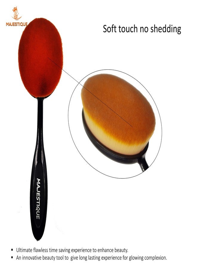MAJESTIQUE compact makeup brush set 1+1 Pieces Makeup Brush Set, 1 Piece Professional Black Handle Highlighter powder Brush & 1 Piece Oval face makeup brush - Image 3