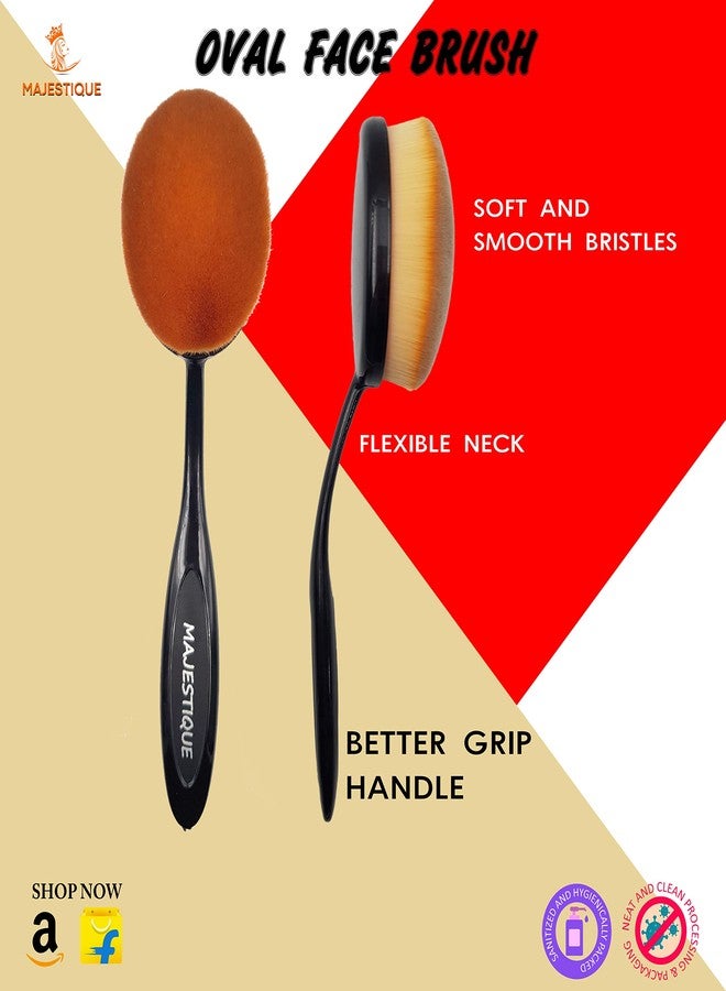 MAJESTIQUE compact makeup brush set 1+1 Pieces Makeup Brush Set, 1 Piece Professional Black Handle Highlighter powder Brush & 1 Piece Oval face makeup brush - Image 4