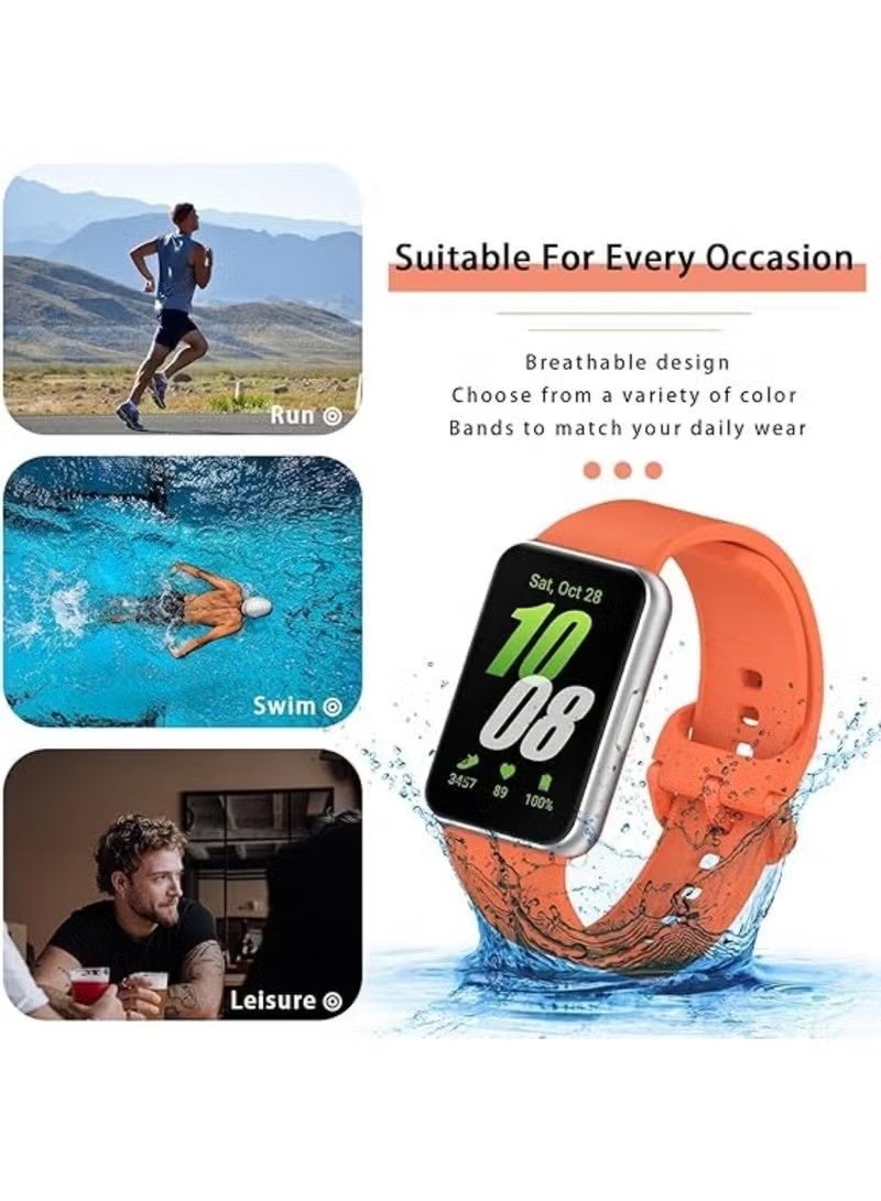 4Pcs Silicone Strap for Samsung Galaxy Fit 3 Replacement Belt Watchband for Samsung Galaxy Fit 3 WristBand Bracelet (Black+Blue+Green+Orange) - Image 3