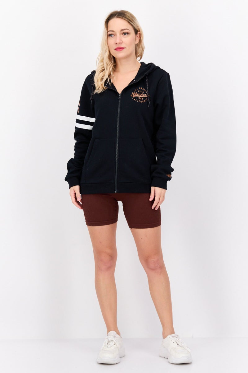 SKECHERS Women Sportwear Fit Graphic Long Sleeves Outdoor Hoodie, Black  - Image 4
