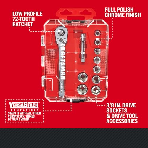 CRAFTSMAN 11Piece Socket Set Metric 38 Inch Drive Low Profile Ratchet CMMT12127 - Image 3