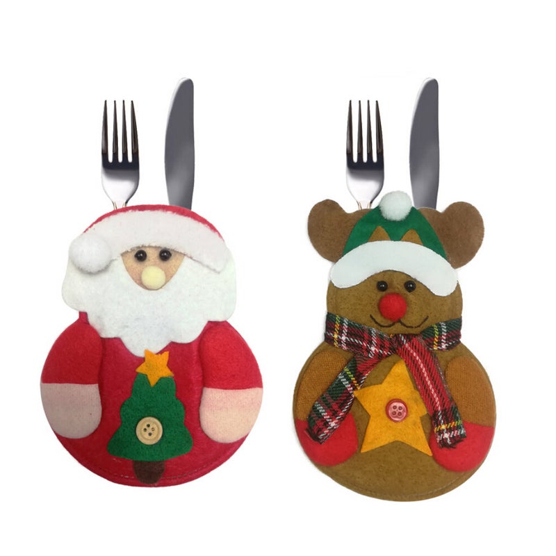 6pcs/set Christmas Party Decorations for Home Dinner Table Cute Cutlery Suit Kitchen Tableware Bag Holder for Folks and Cutters - Image 3
