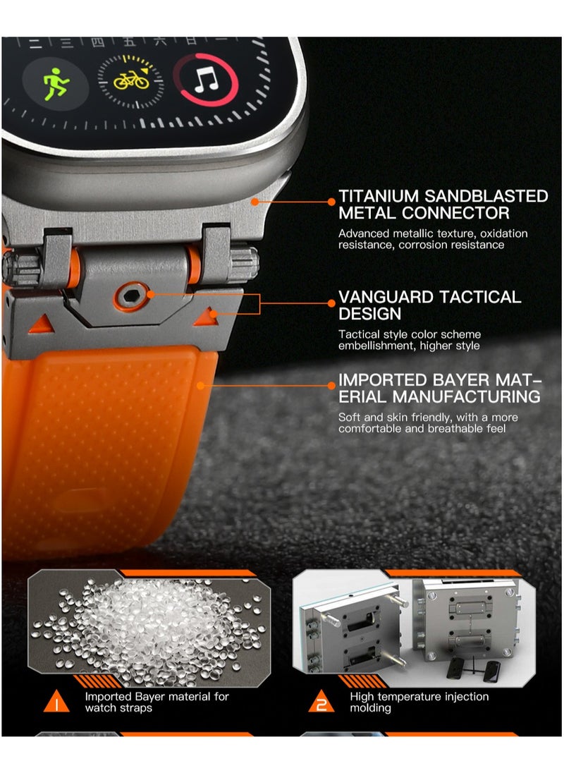 yalilai - Rugged TPU Sport Band for Apple Watch 46mm 49mm 45mm 44mm, Durable Metal Connector Replacement Rubber Watch Strap for Apple iWatch Ultra 2 SE Series 10/9/8/7/6/SE/5/4/3, Titanium-Black - Image 1