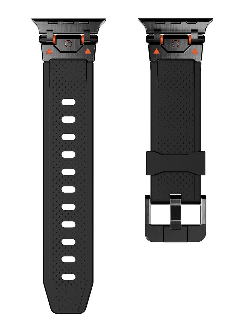 yalilai - Rugged TPU Sport Band for Apple Watch 46mm 49mm 45mm 44mm, Durable Metal Connector Replacement Rubber Watch Strap for Apple iWatch Ultra 2 SE Series 10/9/8/7/6/SE/5/4/3, Titanium-Black - Image 1