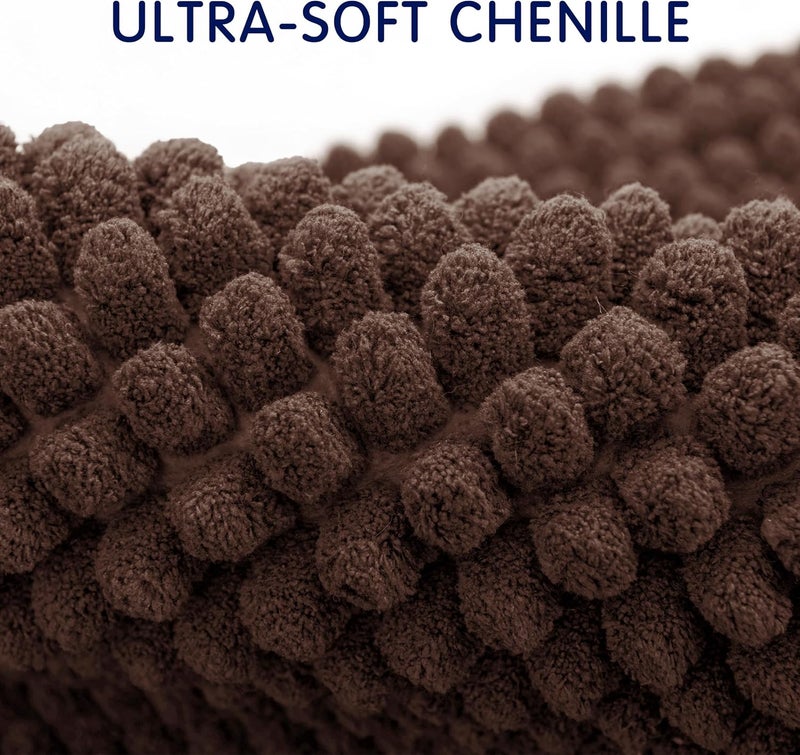 subrtex Bathroom Rugs, 24" x 60" Chenille Bath Rug Soft Short Plush Bath Mat Soft Shower Mat Water Absorbent Shower Mat Quick Dry Machine Washable, Chocolate - Image 4