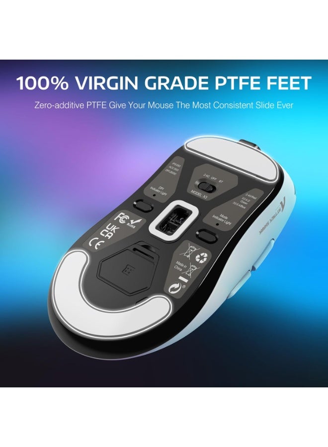 Attack Shark Shark Attack X3 Wireless Lightweight Gaming Mouse with 2.4G/USB-C Wired/Bluetooth Tri-Mode Up to 26,000 DPI PAW3395 Optical Sensor, 5 Programmable Buttons for PC/Laptop/Win/Mac White - Image 5