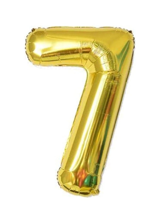 بالون رقم 7 ذهبي 40 بوصة - زينة رقائق معدنية أنيقة لأعياد الميلاد والذكرى السنوية - Image 1