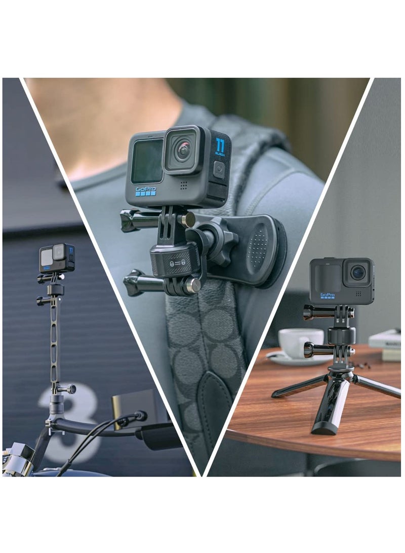 Excefore Magnetic Accessories for GoPro, Quick Release Base for Bike, Selfie Stick, Monopod, Tripod Mount, Compatible with GoPro Hero 12 11 10 Black, Akaso, Insta, DJI and More, Magnetic Accessories - Image 5