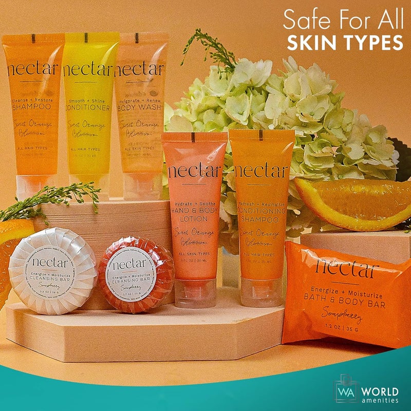 world amenities Nectar Bulk Body Wash 50 Count 1 oz Sweet Orange Blossom Mini Travel Size Toiletries 100 Recyclable Tube with Flip Top Cap Airbnb Rentals Suitable for All Skin Types - Image 5