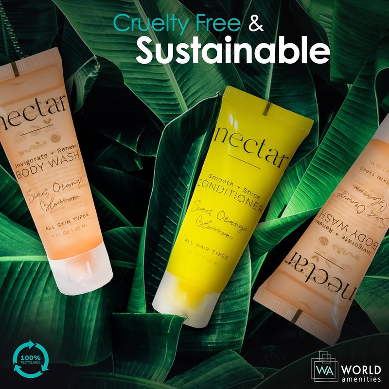 world amenities Nectar Bulk Body Wash 50 Count 1 oz Sweet Orange Blossom Mini Travel Size Toiletries 100 Recyclable Tube with Flip Top Cap Airbnb Rentals Suitable for All Skin Types - Image 2