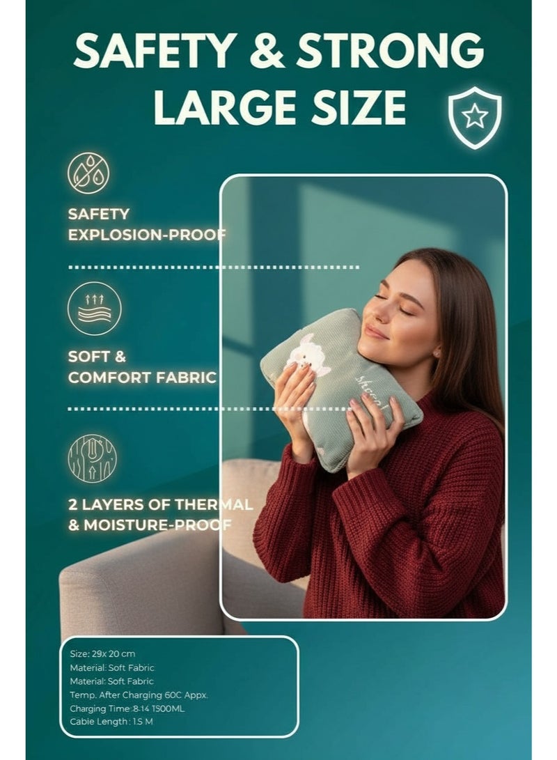 Breeze & Ripplez™ Dual comfort electric rechargeable heating water bag soft fleece cover for pain relief advanced leak proof technology fast heating large size - Image 3