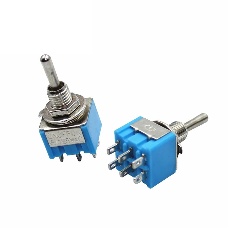 Blue Mini Toggle Switch MTS 203 DPDT ON ON 6A 125VAC 10 Pieces - Image 1