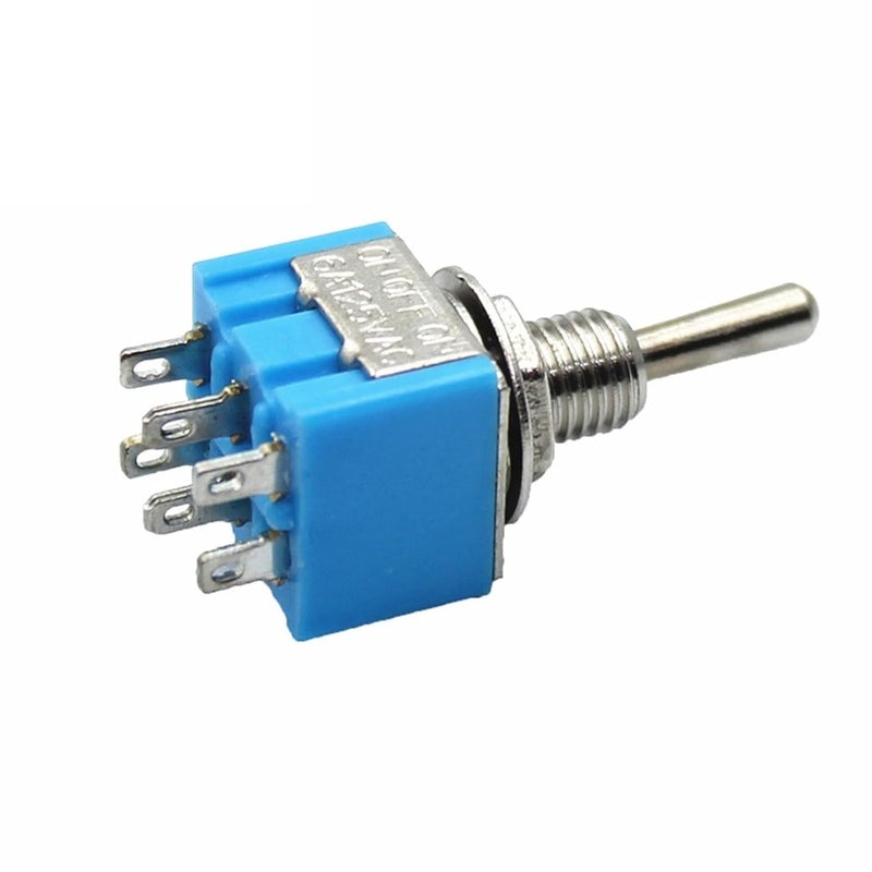 Blue Mini Toggle Switch MTS 203 DPDT ON ON 6A 125VAC 10 Pieces - Image 3