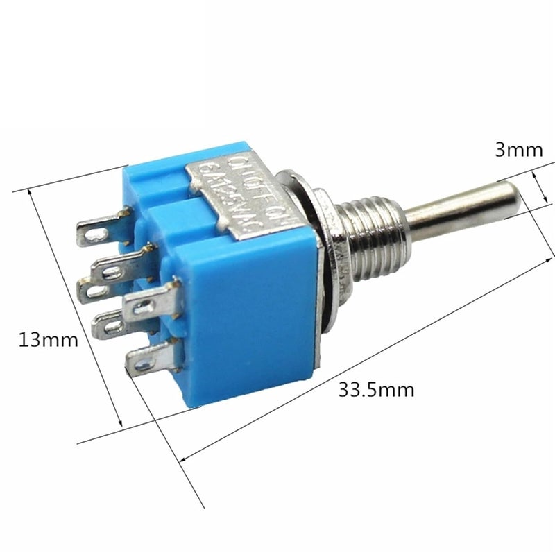 Blue Mini Toggle Switch MTS 203 DPDT ON ON 6A 125VAC 10 Pieces - Image 5