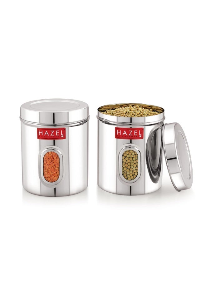 HAZEL Stainless Steel Transparent Kitchen Storage Containers with Air Tight Lid, 1700 ML, Set of 2 - Image 2