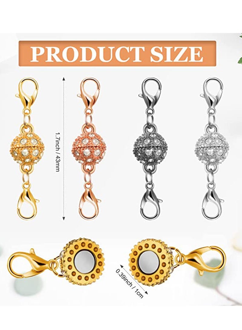KASTWAVE 8 Pieces Magnetic Clasps for Jewelry Locking Magnetic Rhinestone Clasps Magnetic Necklace Clasp for Jewelry Making Extender - Image 3